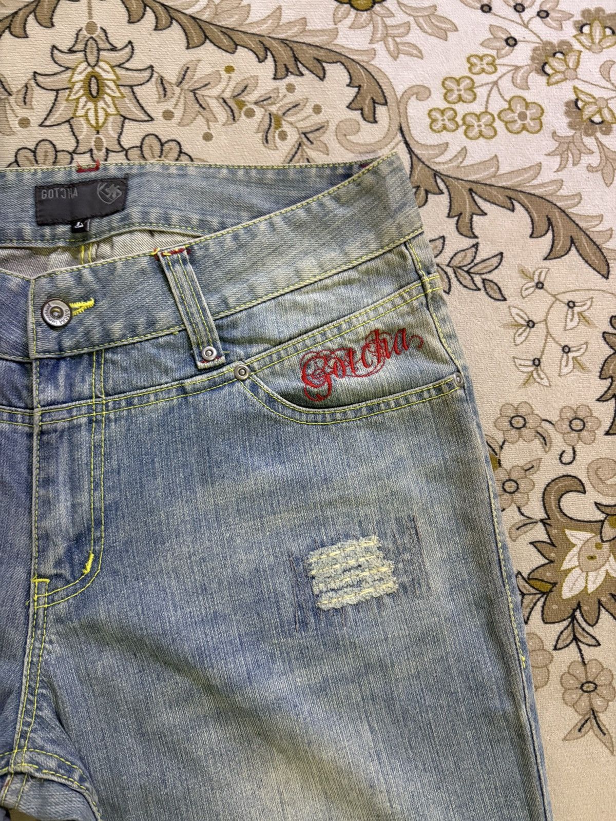 Gotcha × Vintage Vintage Japanese Brand Gotcha Back Side Leather Pocket Denim Size US 31 - 6 Thumbnail