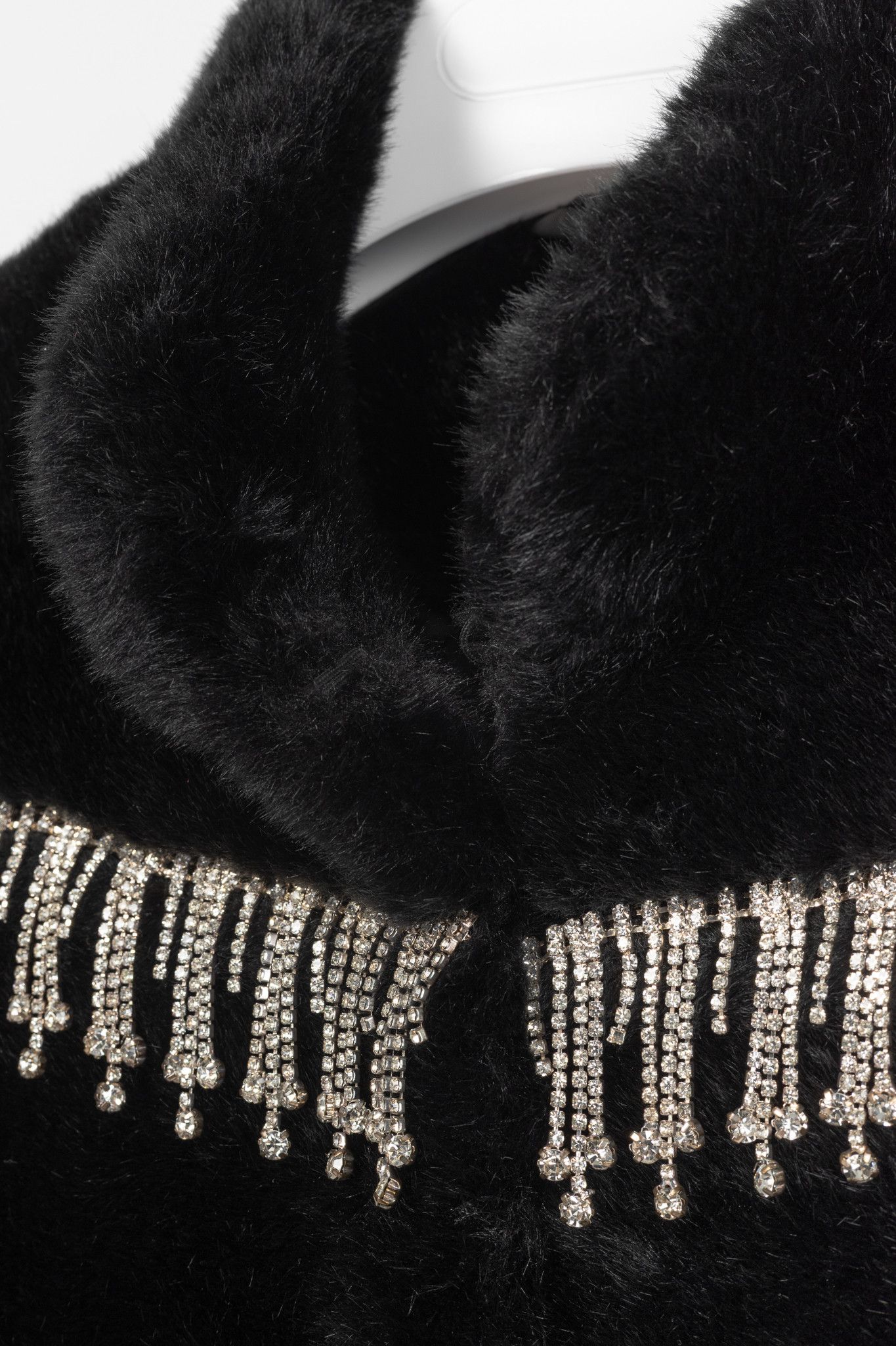 Shrimps Shrimps Dexter Black Faux Fur Crystal-Embellished Jacket Size S / US 4 / IT 40 - 8 Thumbnail