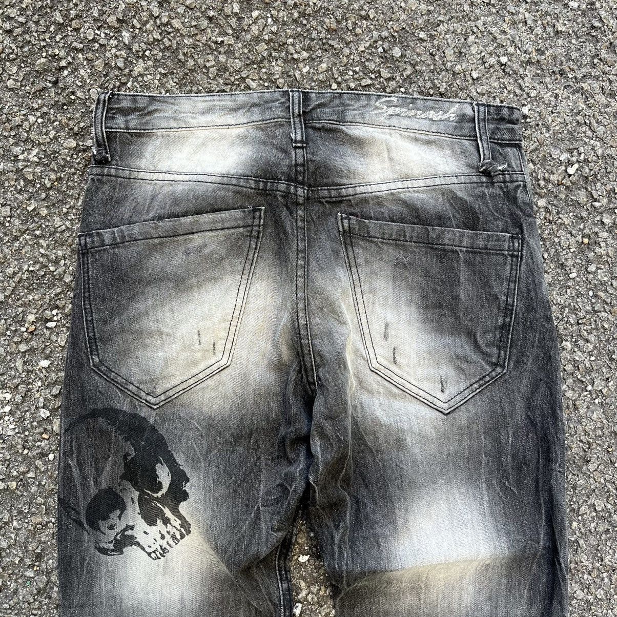 Hysteric Glamour Japanese Vintage SPINASH Skull Poem Punk Jeans Faded Denim Size US 31 - 9 Thumbnail