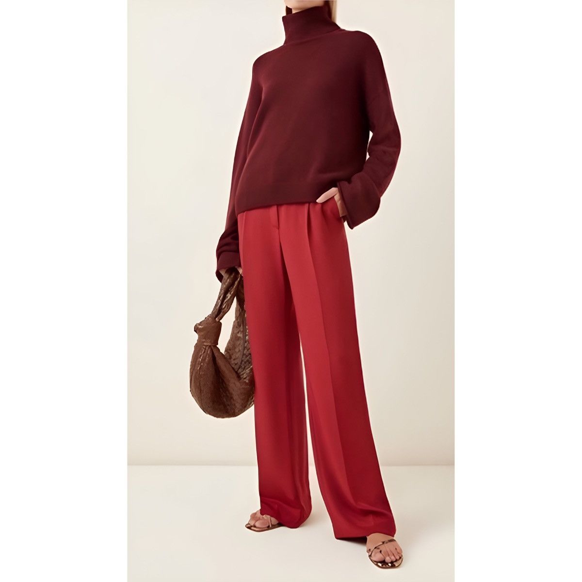 image of NWT La Collection Alicia Cashmere Turtleneck Size S in Burgundy, Women's