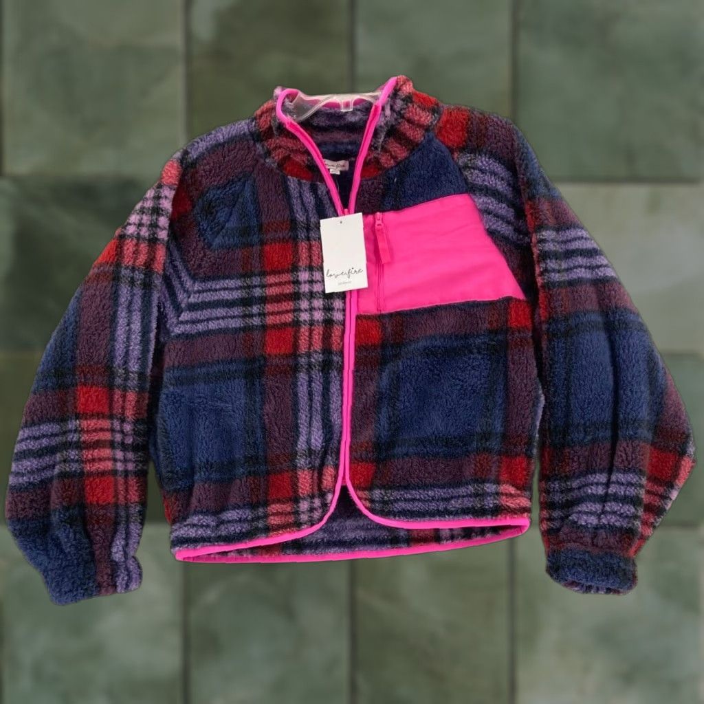 Vintage LOVE FIRE Coat Womens Small Full zip Fleece Size S / US 4 / IT 40 - 1 Thumbnail