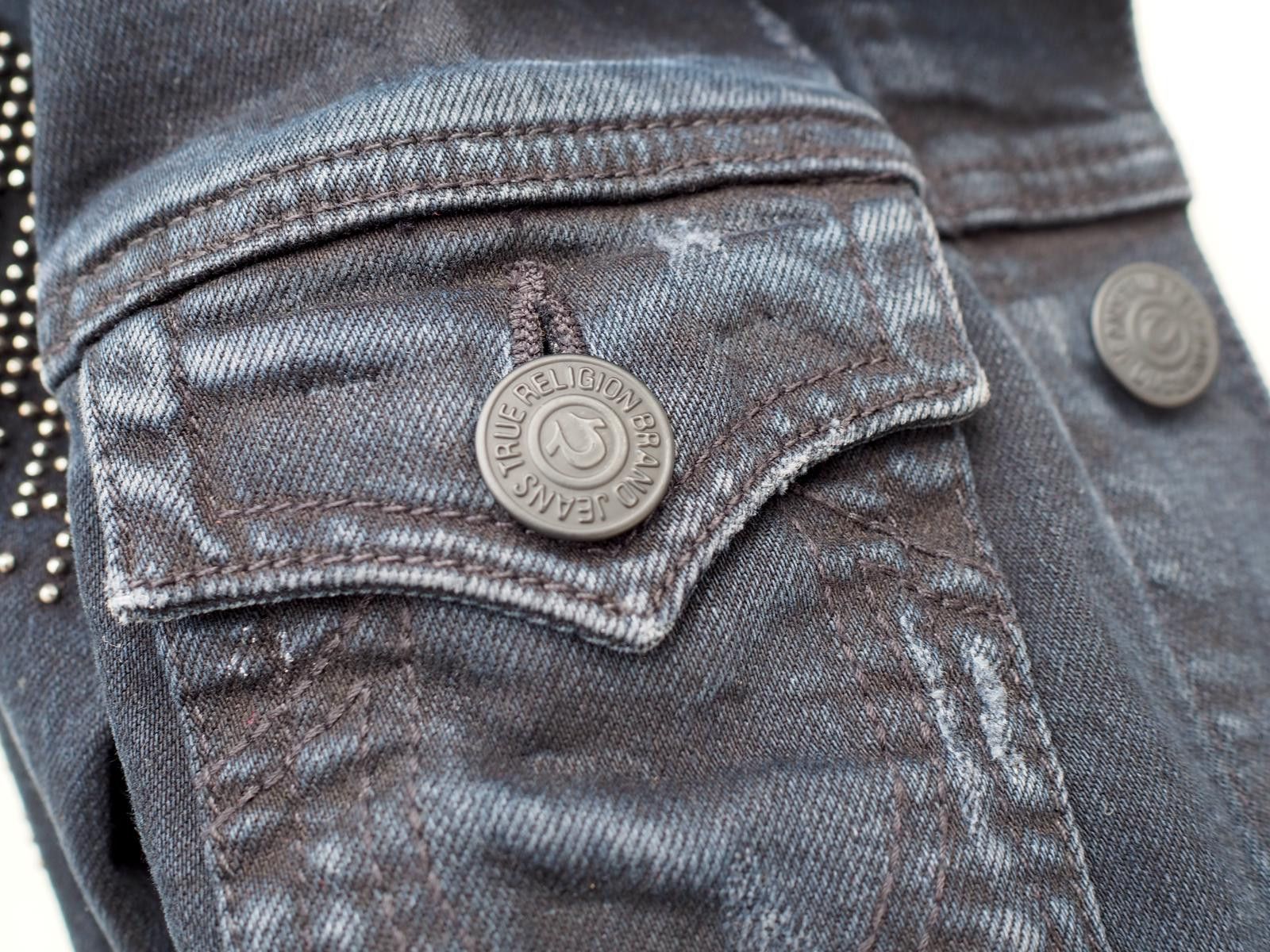 True Religion True Religion Black Denim Jacket with Studded Shoulders Size S / US 4 / IT 40 - 5 Thumbnail