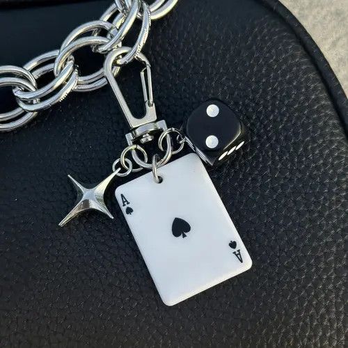 Jewelry Playing Card & Dice Keychain, Poker Charm Accessories Size ONE SIZE - 4 Thumbnail