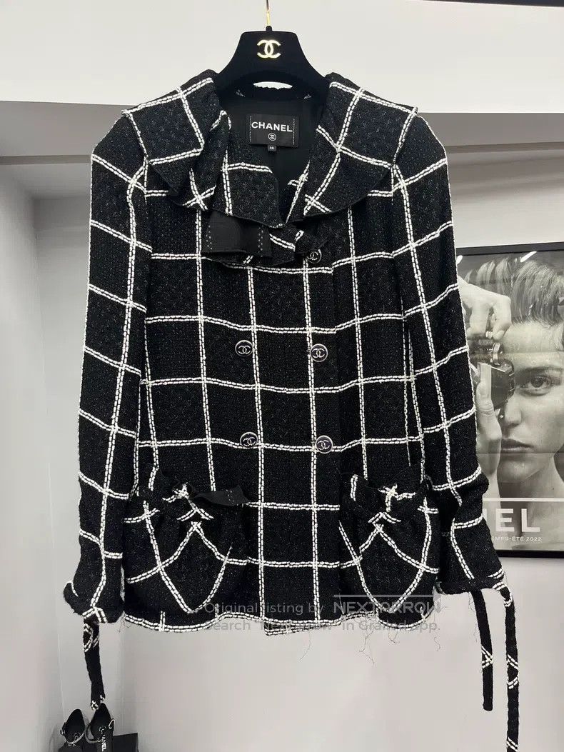 Chanel Chanel Roof series black and white plaid lotus leaf collar Size XS / US 0-2 / IT 36-38 - 1 Thumbnail