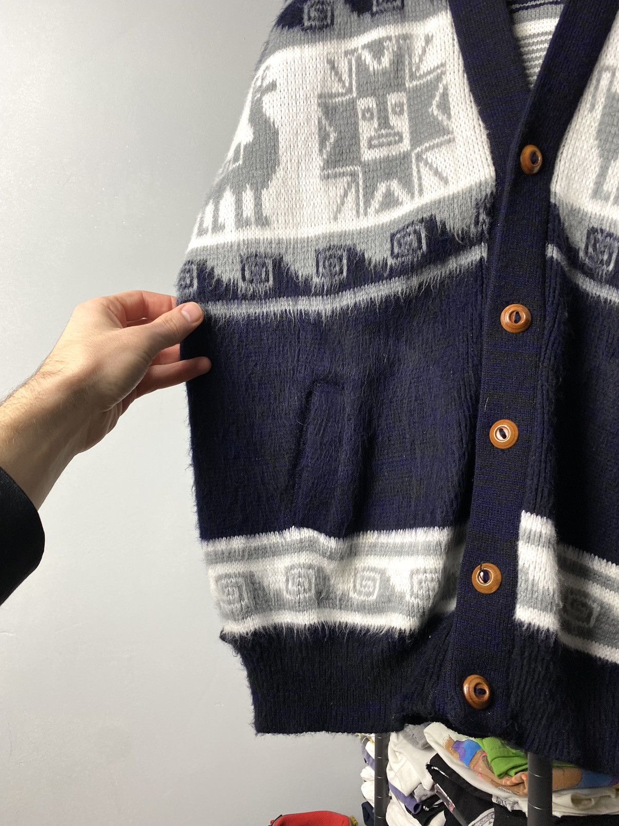 Japanese Brand Vintage 1990’s Inca Artesanias Cardigan Sweater Aztec Wool Size US L / EU 52-54 / 3 - 6 Thumbnail