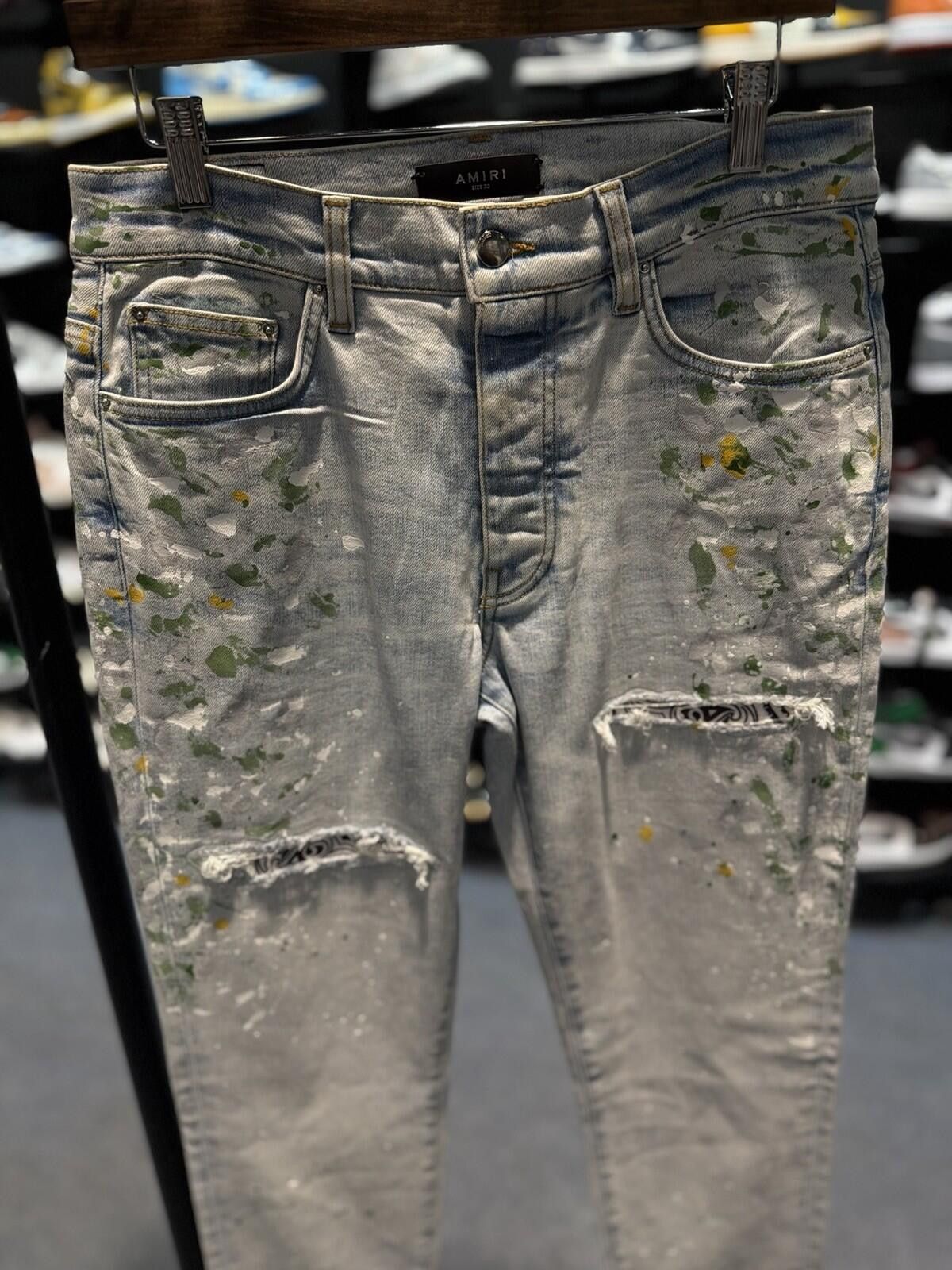 Amiri Size 32 - Amiri Blue Pants Paint Bandanna Jeans Size US 32 / EU 48 - 2 Thumbnail