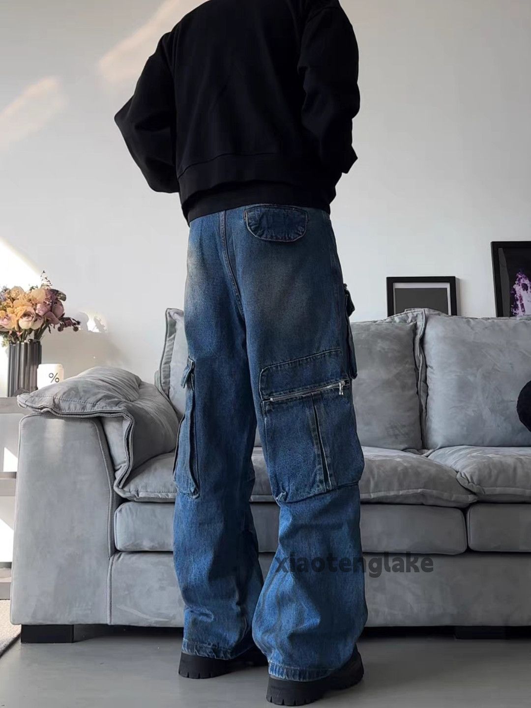 Jean × Vintage washed faded utility carpenter hiphop baggy cargo jeans Size US 32 / EU 48 - 2 Thumbnail