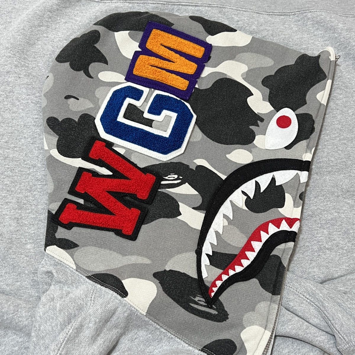 Bape Bape camo gray shark zip up hoodie Size US M / EU 48-50 / 2 - 1 Thumbnail