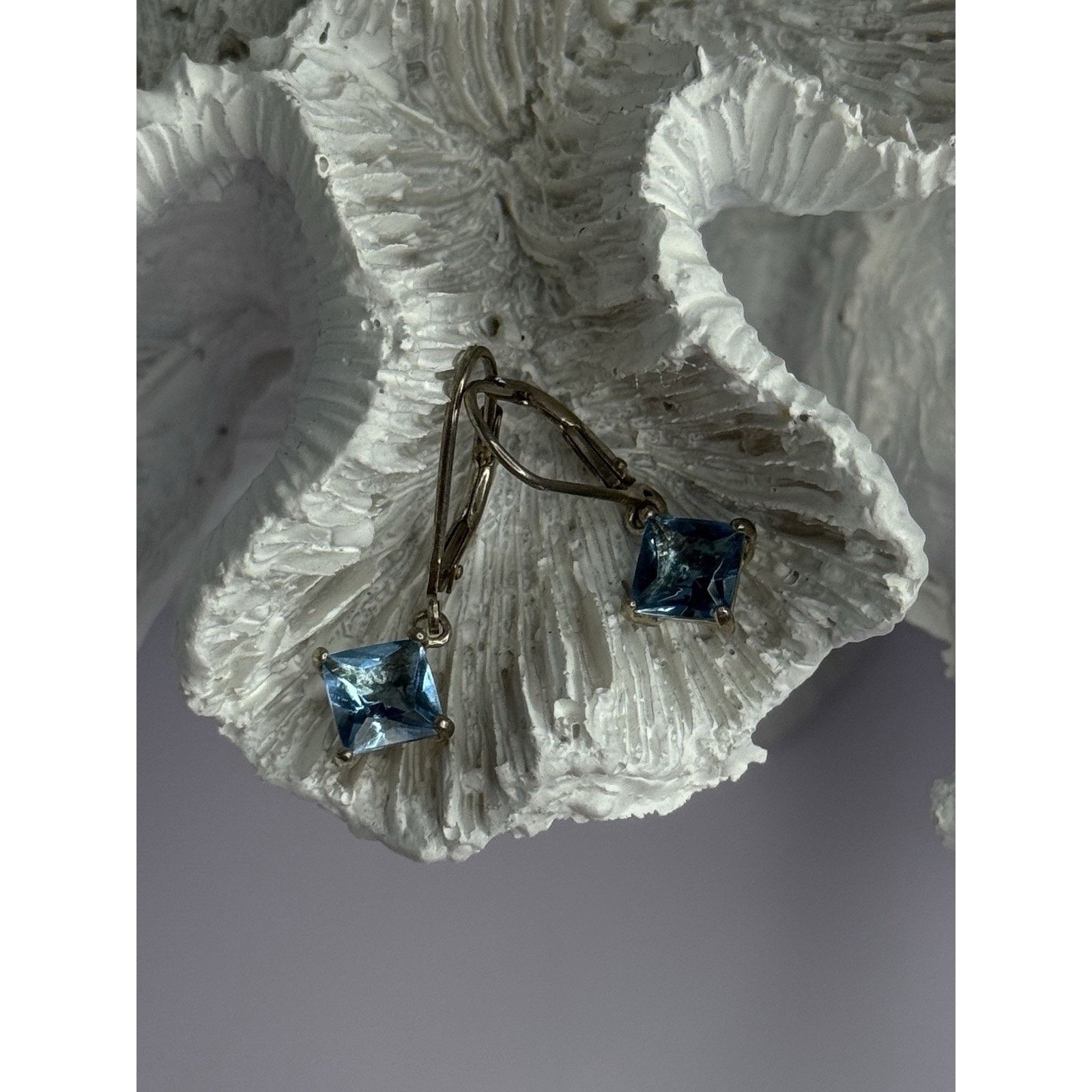 Jewelry SHINY 925 STERLING SILVER TOPAZ EARRINGS LENGTH 1 INCH Size ONE SIZE - 1 Thumbnail