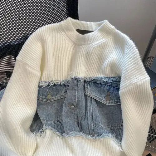image of Vintage Streetwear Oversized Pullovers Women Clothing in White