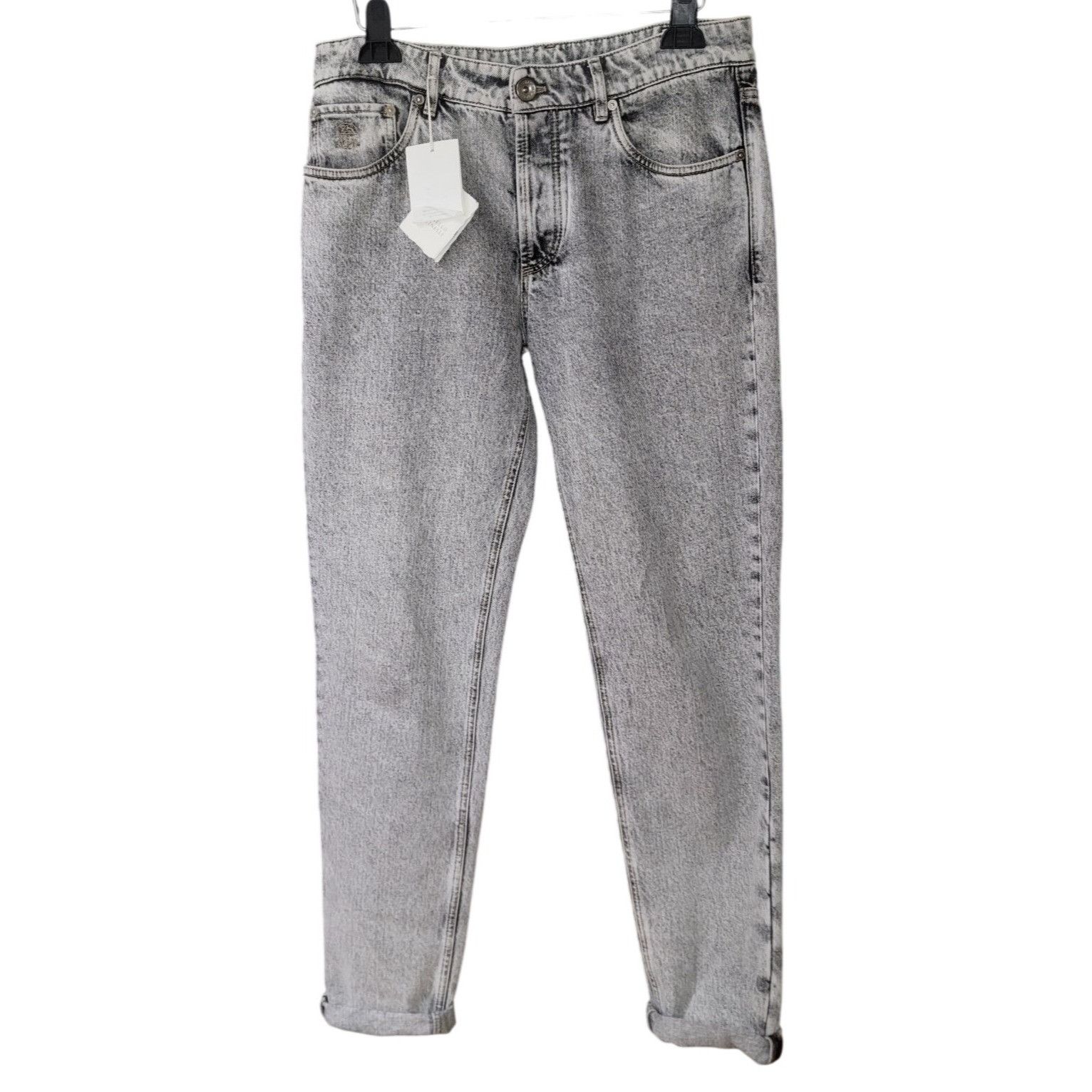 Brunello Cucinelli Brunello Cucinelli Men’s Grey/Black Acid Wash Jeans – IT Siz Size US 32 / EU 48 - 2 Thumbnail
