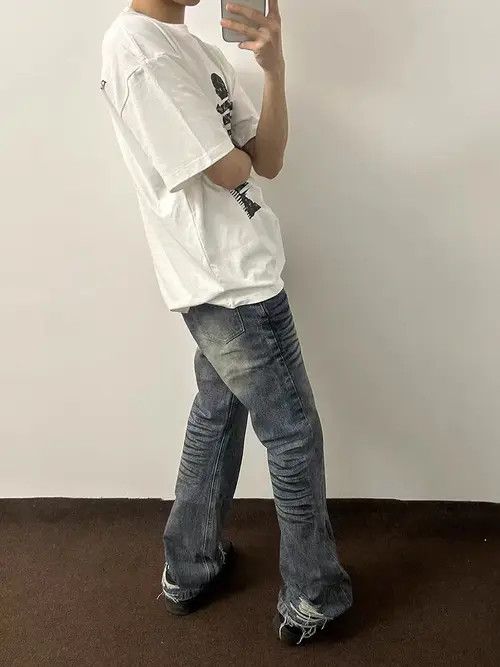 VIBE High street Y2K hip hop baggy micro flare jeans Size US 32 / EU 48 - 6 Thumbnail