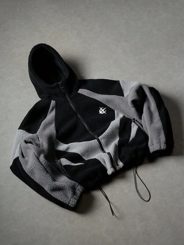Japanese Brand Black & Grey Panel Fleece Zip Up Hoodie. Size US M / EU 48-50 / 2 - 2 Thumbnail