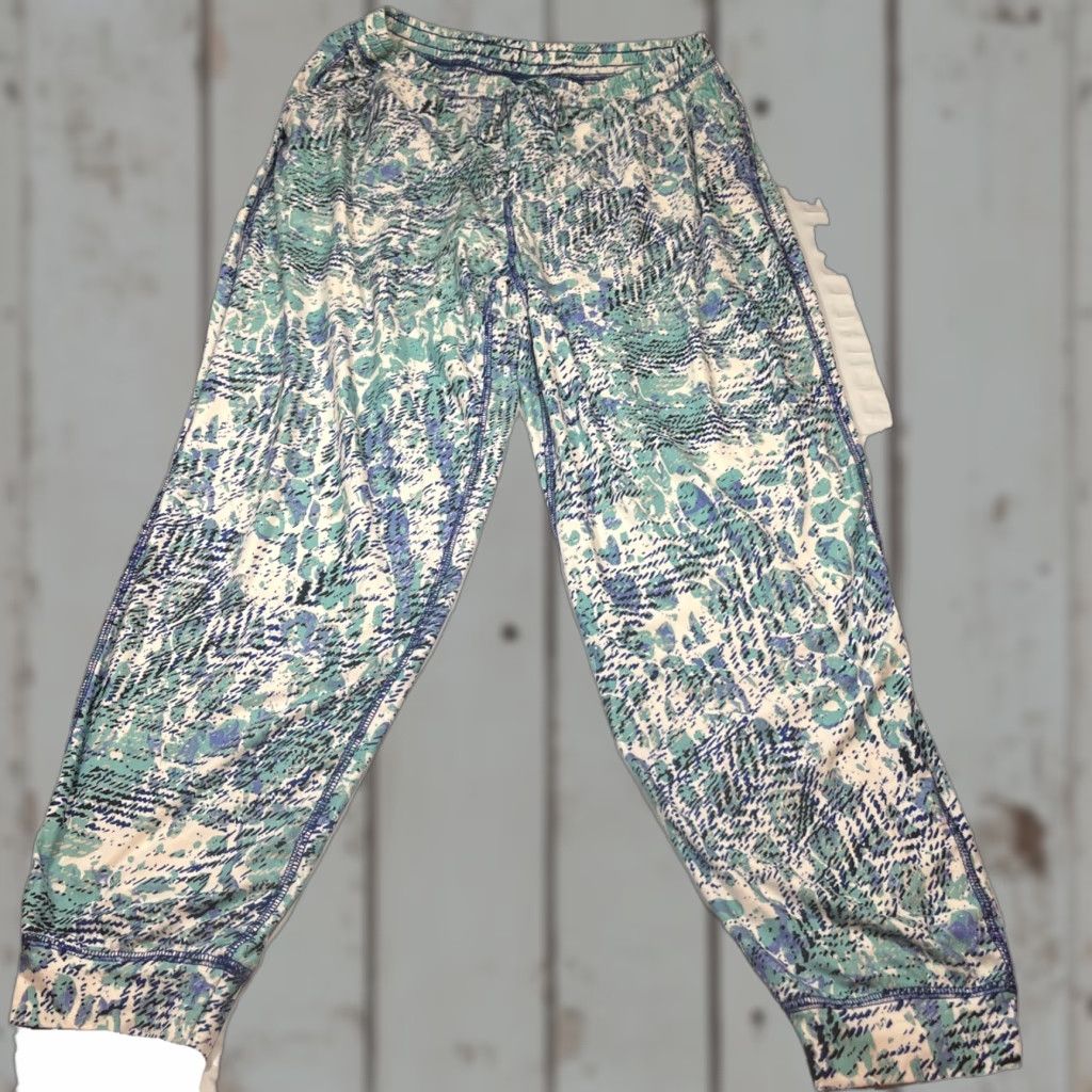 IDEA VINTAGE Reel Legends 80s 90s Print Sweat Pants Joggers Mens M Blue Pockets Elastic Waist Tapered Geometric Logo 1980s 1990s Costume Idea Size US 31 - 1 Thumbnail