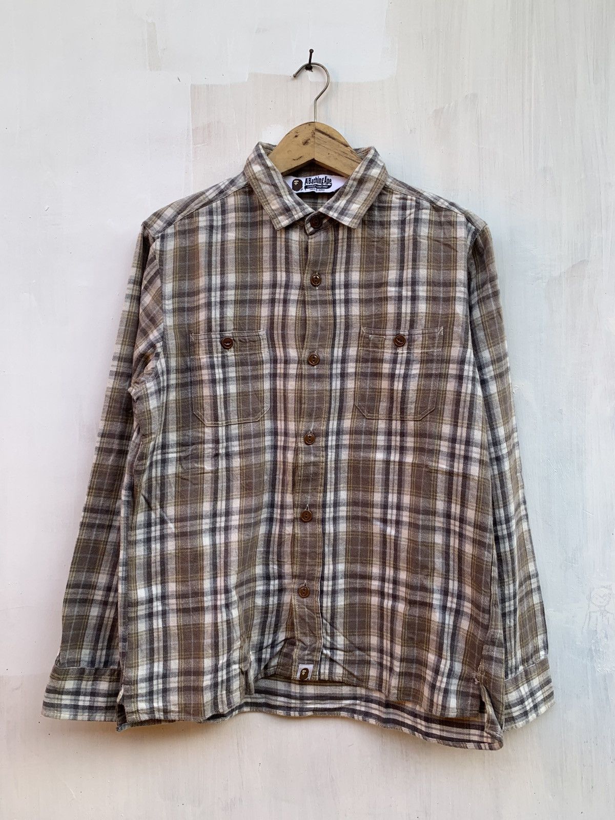 Vintage japanese brand a bathing ape flannel shirt