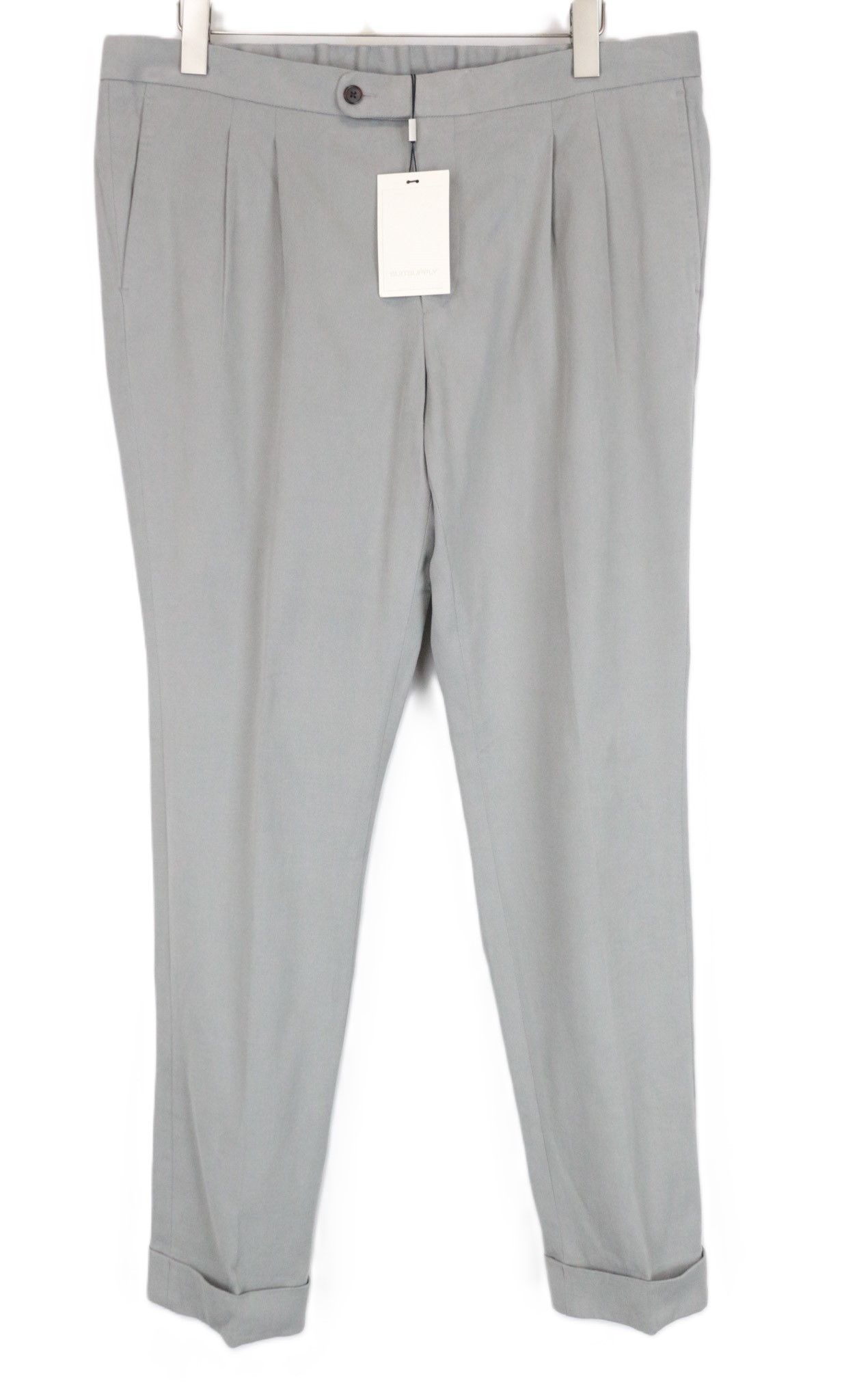 Suitsupply BRESCIA UK34R Grey Cotton Stretch Pleated Trousers 67409 Size US 34 / EU 50 - 1 Thumbnail
