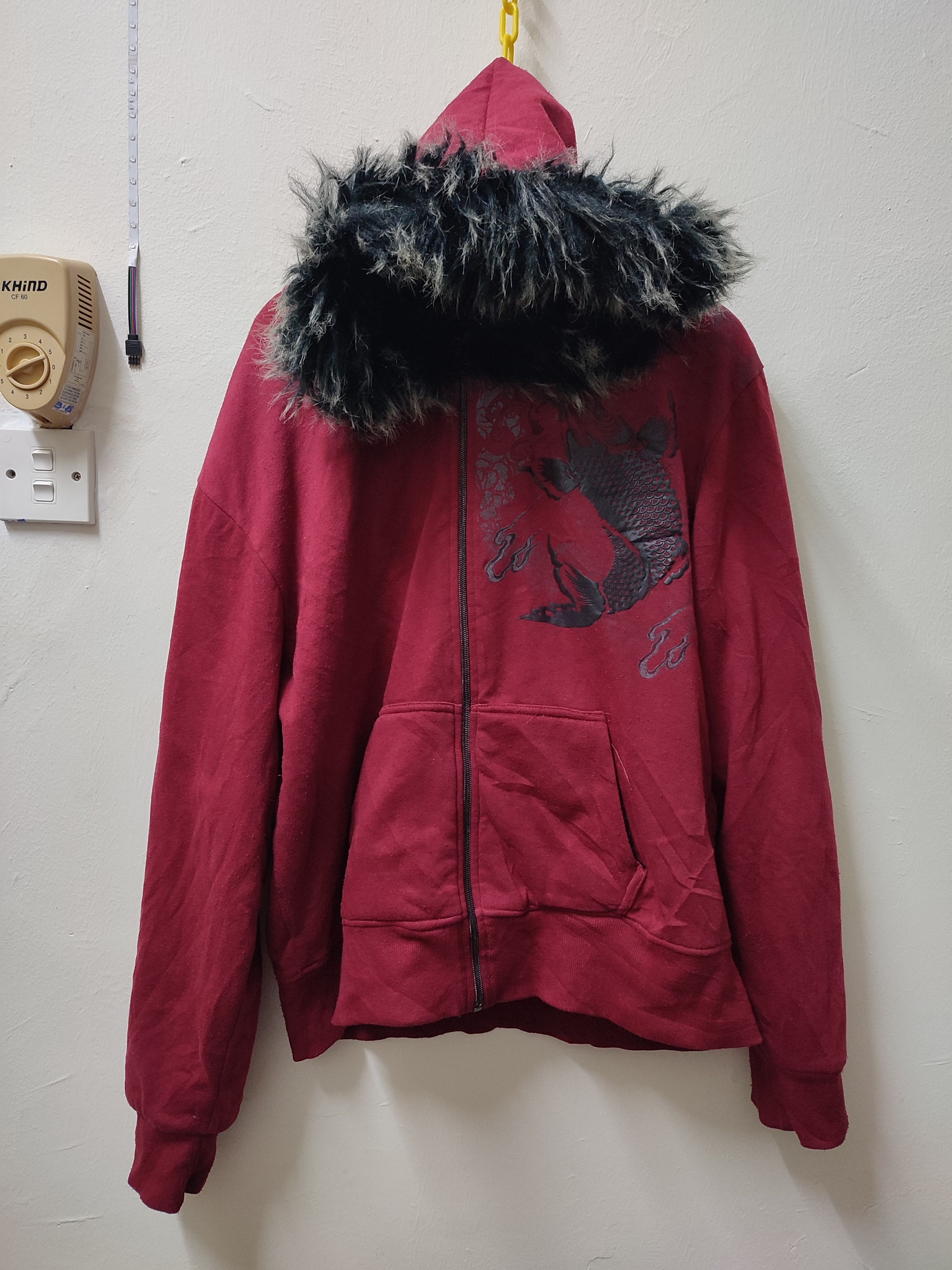 Japanese Brand Fur Sukajan Fish Koi Zip Up Hoodies Size US XL / EU 56 / 4 - 1 Thumbnail
