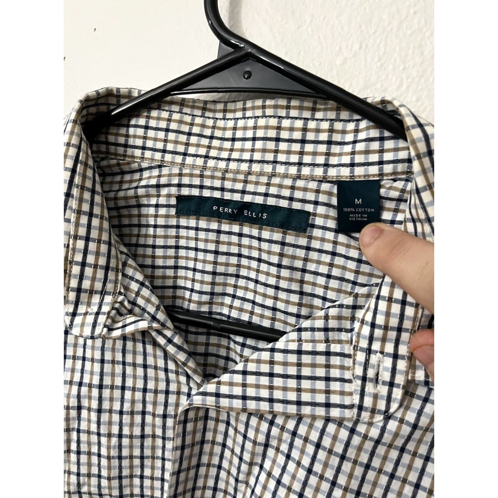 Perry Ellis Perry Ellis Button-Up Shirt Adult Mens Size Medium Multicolor Plaid Long Sleeve 100% Cotton Size US M / EU 48-50 / 2 - 2 Thumbnail