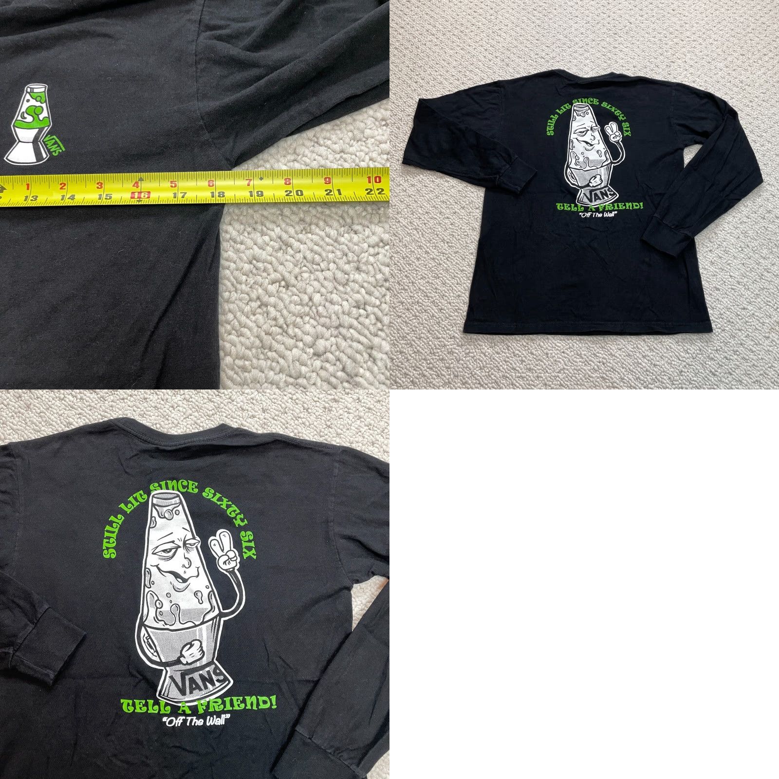 Vans Vans Off the Wall Shirt Mens Small Black Lit Since 66 Logo Long Sleeve Crew Neck Cotton Jersey Regular Fit Size US S / EU 44-46 / 1 - 8 Thumbnail