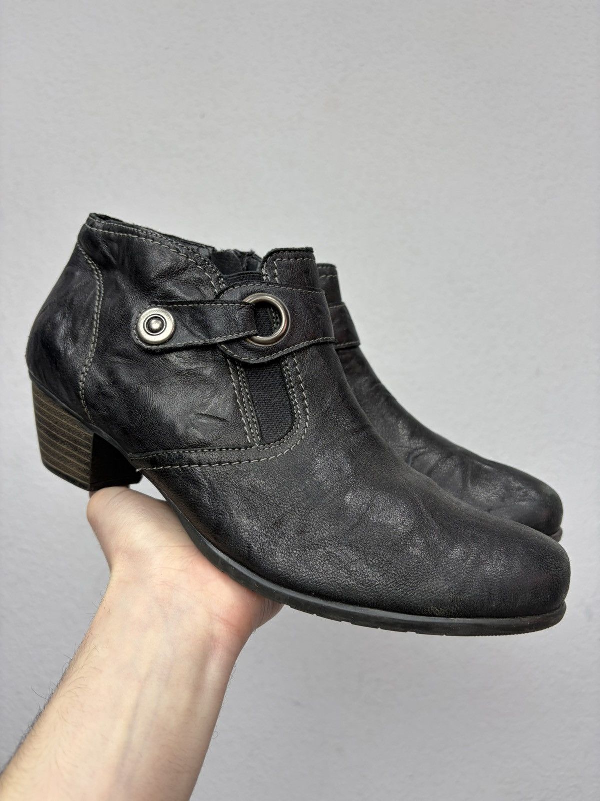 If Six Was Nine AS 98 Vibe Artisan Black Leather Side Zip Ankle Biker Boots Size US 9 / EU 42 - 12 Thumbnail