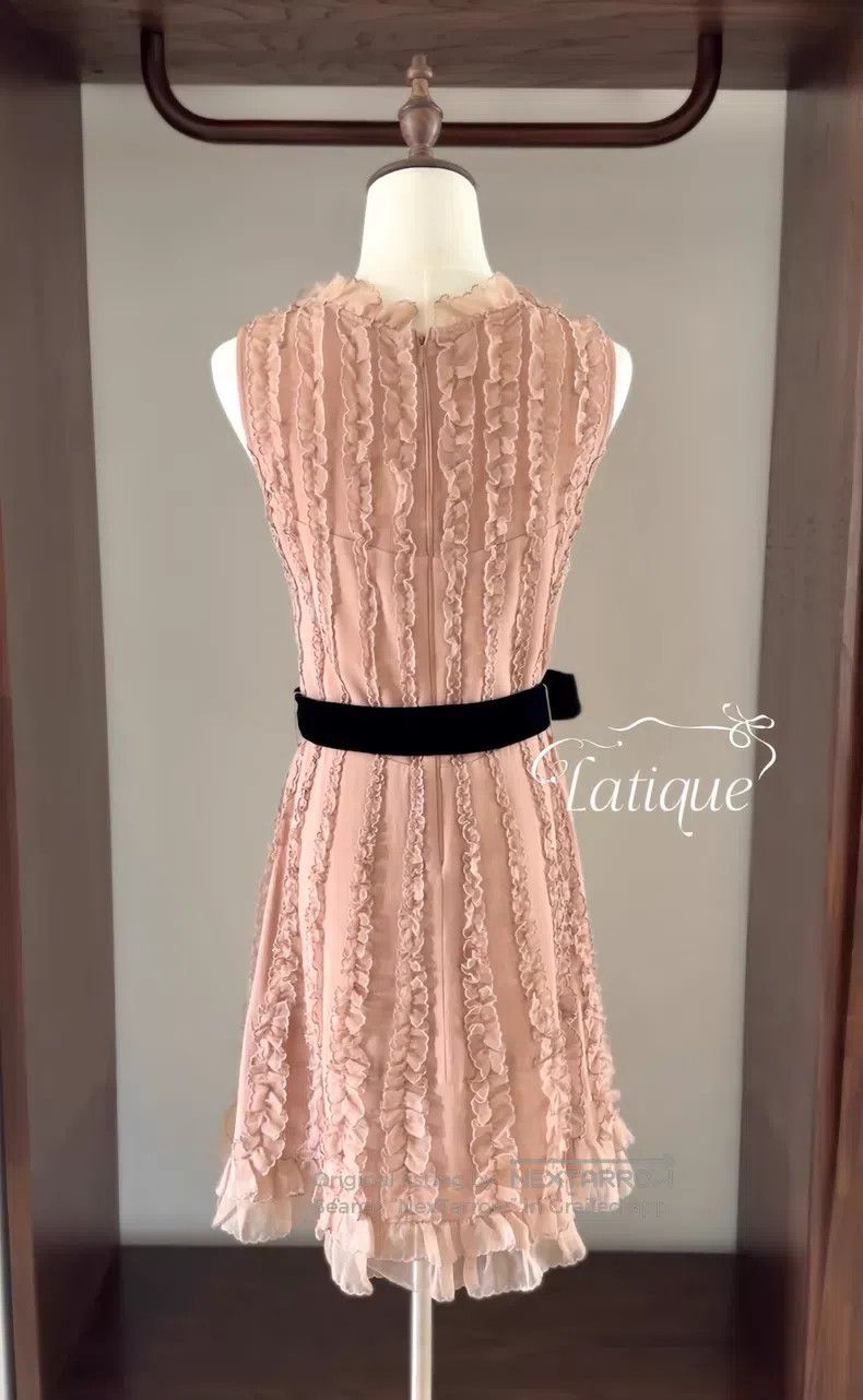 Valentino Valentino Nude pink silk ruffled lace-up sleeveless dress Size M / US 6-8 / IT 42-44 - 3 Thumbnail