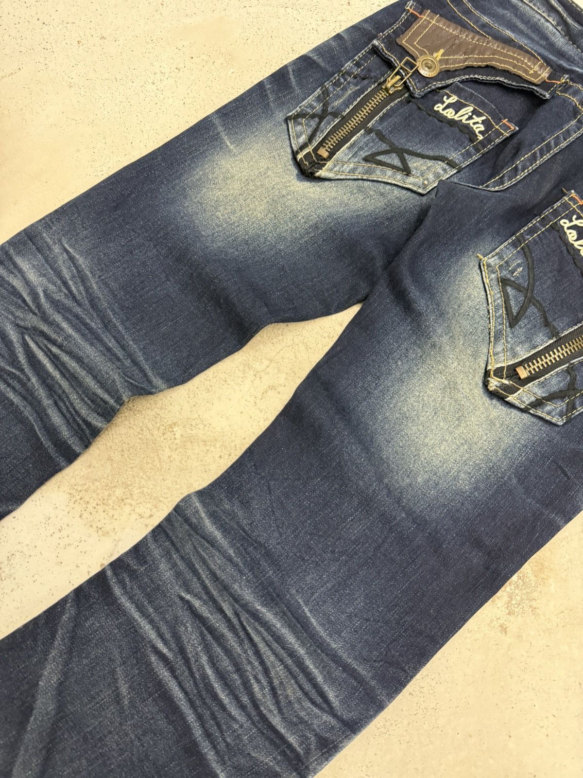 Japanese Brand × Tornado Mart Lolita Japan Claw Mark Leather Trimmed Pocket Flare Jeans Size US 29 - 10 Thumbnail