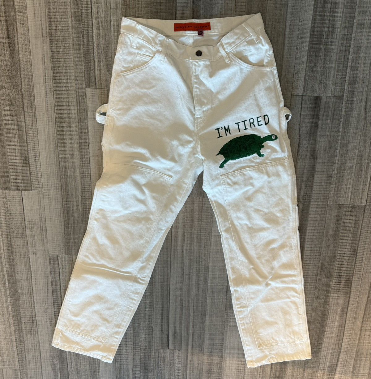 image of Cactus Plant Flea Market Cpfm I’M Tired Painters Pants in White, Men's (Size 32)