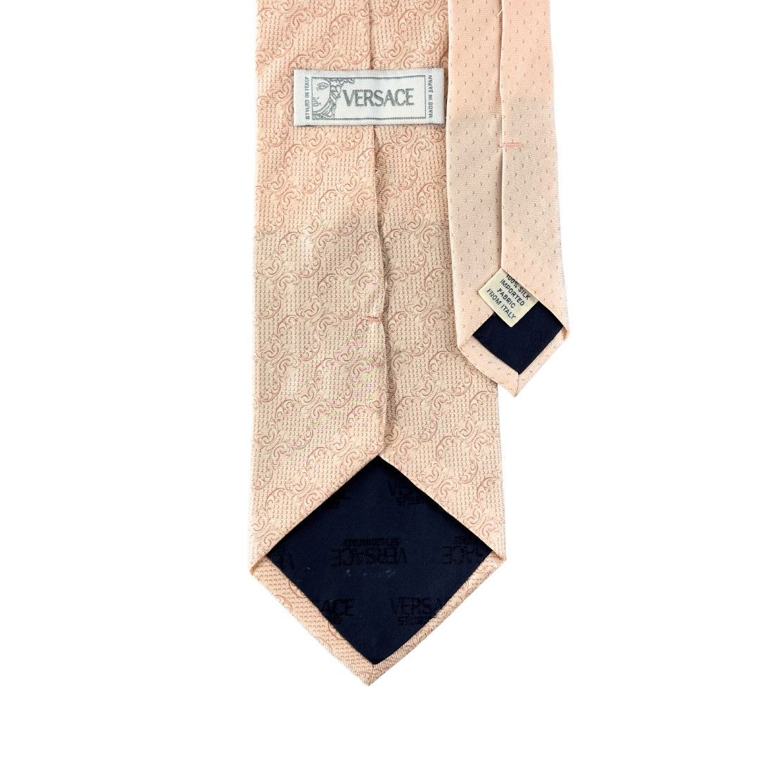 Versace Silk Tie Pink Color Striped Baroque Size ONE SIZE - 2 Thumbnail
