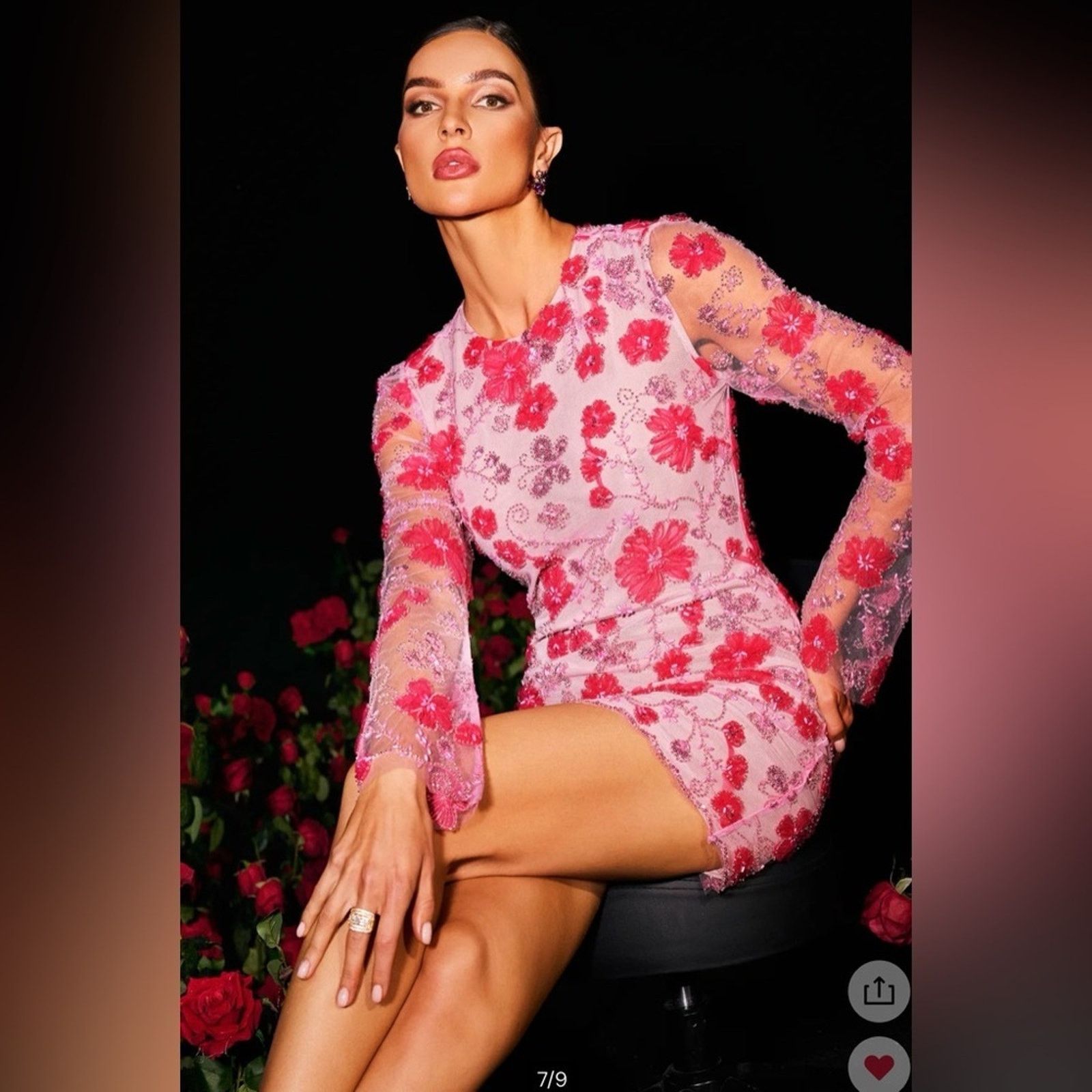 Other Floral Long Sleeve Pink Lace Dress size S Size S / US 4 / IT 40 - 6 Thumbnail