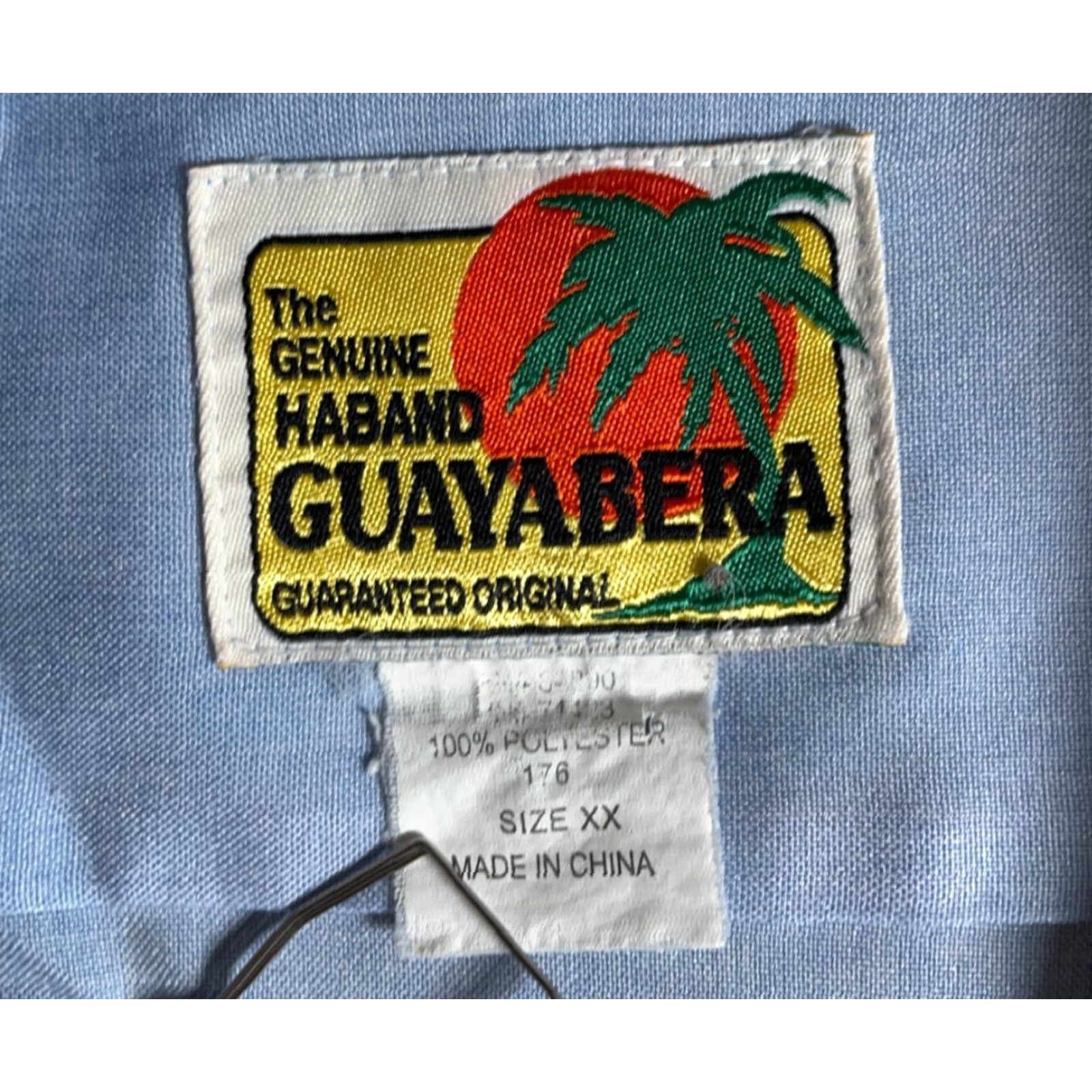 Haband VINTAGE Haband 90s Guayabera Pleated Shirt 4 Pocket Blue Geometric Pattern Button-Up Short Sleeve Adult 2X Men Mens Retro Size US XXL / EU 58 / 5 - 3 Thumbnail