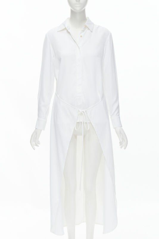 Rosetta Getty ROSETTA GETTY white viscose long sleeve high low train hem shirt top US2 XS Size S / US 4 / IT 40 - 1 Thumbnail