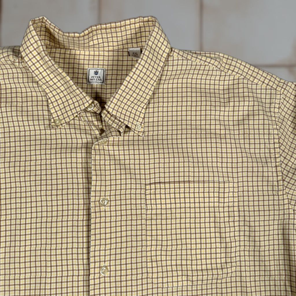 Peter Millar Peter Millar Shirt Adult 2XL Yellow Plaid Button-Down Preppy Luxury Cotton Size US XXL / EU 58 / 5 - 1 Thumbnail