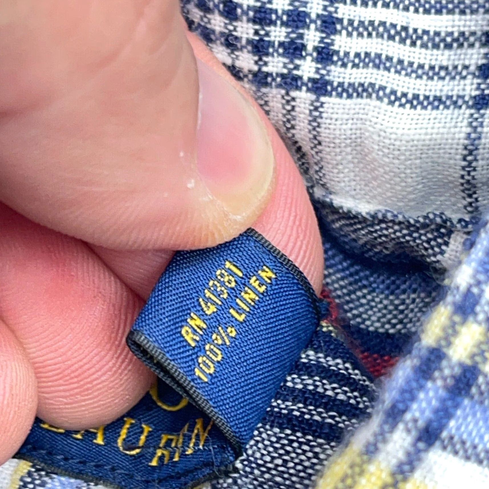 Polo Ralph Lauren Vintage Polo Ralph Lauren Shirt Men Small Blue Red Plaid Button-Up Linen Dress Casual Elegant Size 36R - 5 Thumbnail