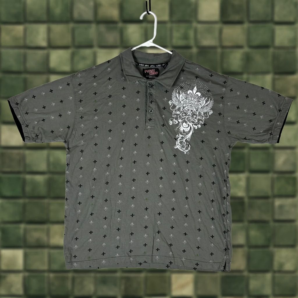 Point Zero Point Zero Polo Shirt Men's XL Gray Fleur De Lis Graphic Shirt Size US XL / EU 56 / 4 - 1 Thumbnail