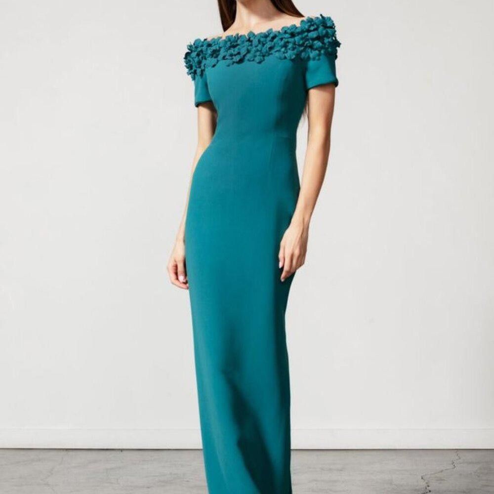 Designer NWT Rose-Embellished Off-The-Shoulder Gown Size S / US 4 / IT 40 - 1 Thumbnail