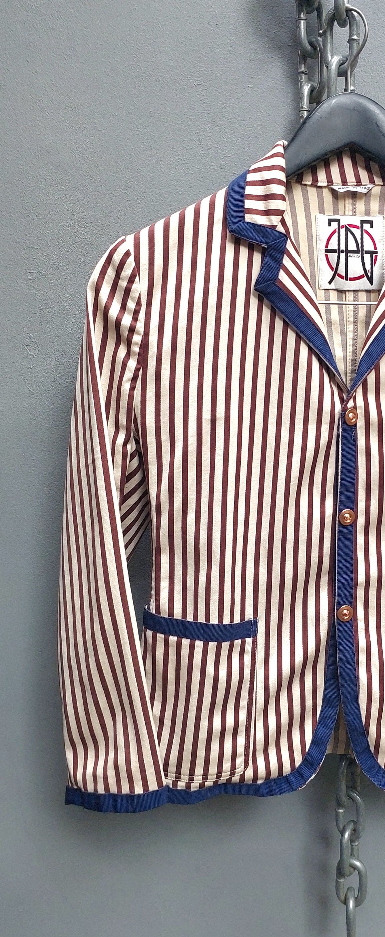 Jean Paul Gaultier Jean Paul Gaultier x Vintage Jeans Striped Blazer Size S / US 4 / IT 40 - 4 Thumbnail