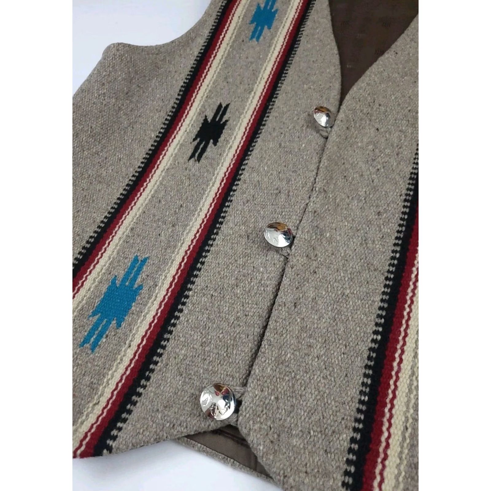 Native VINTAGE Centinela Vest 40 Traditional Arts Chemayo Native Rare USA Lined Wool Size US XXS / EU 40 - 3 Thumbnail