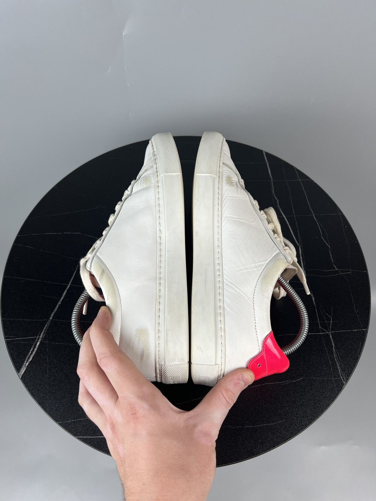 Givenchy Givenchy Paris White Leather Pink Heel Sneakers (Y0492) Size US 7 / IT 37 - 8 Thumbnail