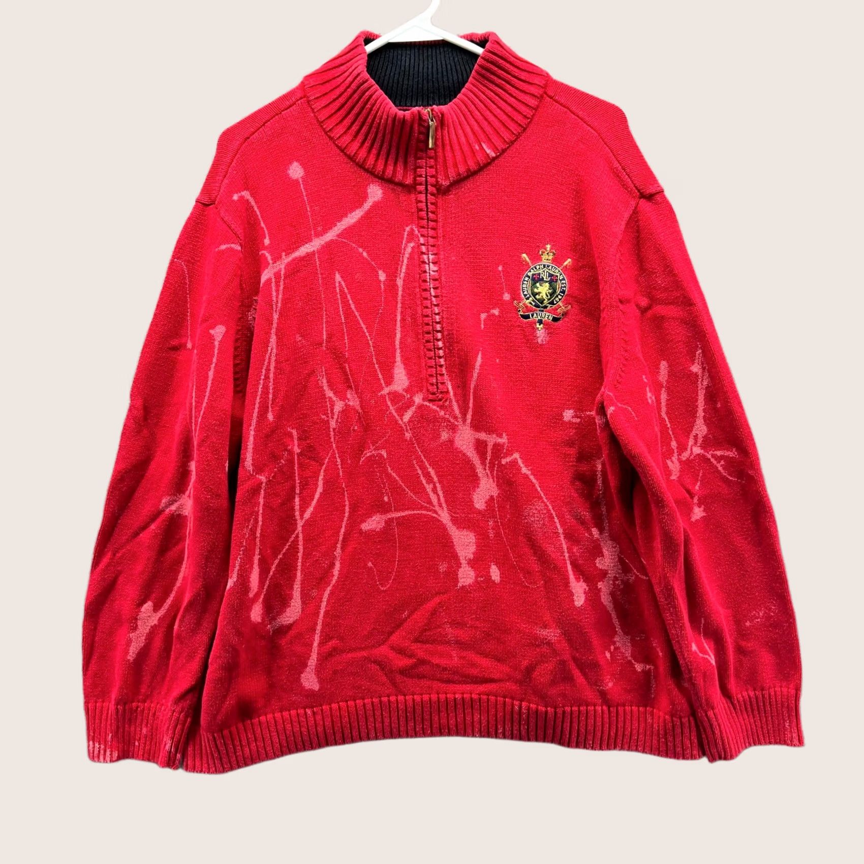 Ralph Lauren VTG Lauren Ralph Lauren Sweater Women 3X Red 1/4 Zip Pullover Crown Crest Logosill Size XXL / US 16-18 / IT 52-54 - 1 Thumbnail