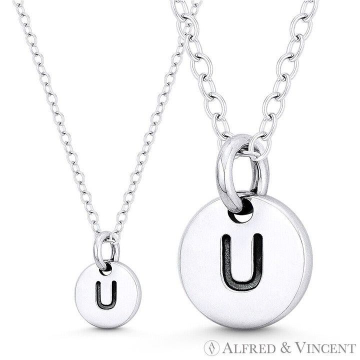 Other Initial Letter "U" Engraved Tiny Circle Pendant Size ONE SIZE - 1 Preview