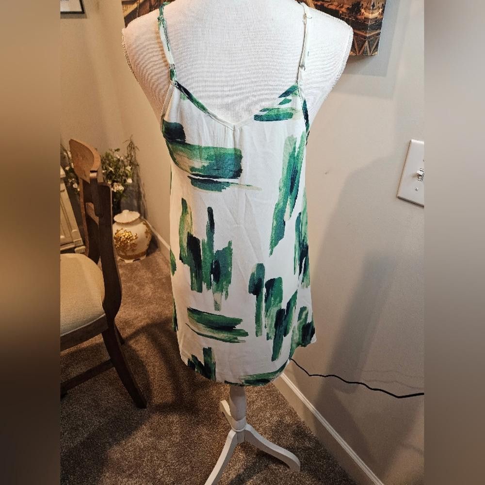 Designer Stylish Green Brushstroke Slip Dress Size S / US 4 / IT 40 - 5 Thumbnail