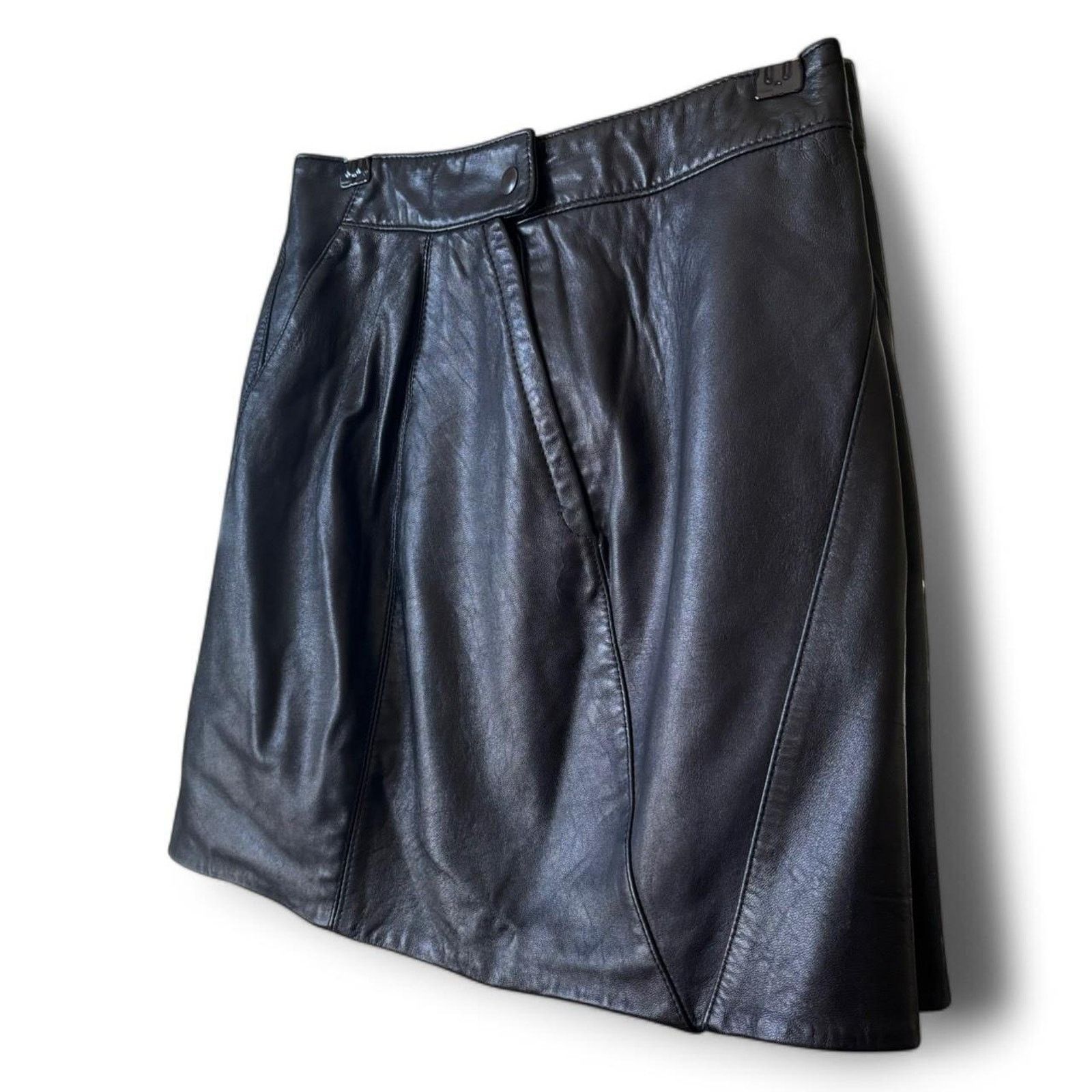 Vintage Vintage Unbranded Black Leather Mini Skirt 26 Y2K Motorcycle Size 26" / US 2 / IT 38 - 5 Thumbnail
