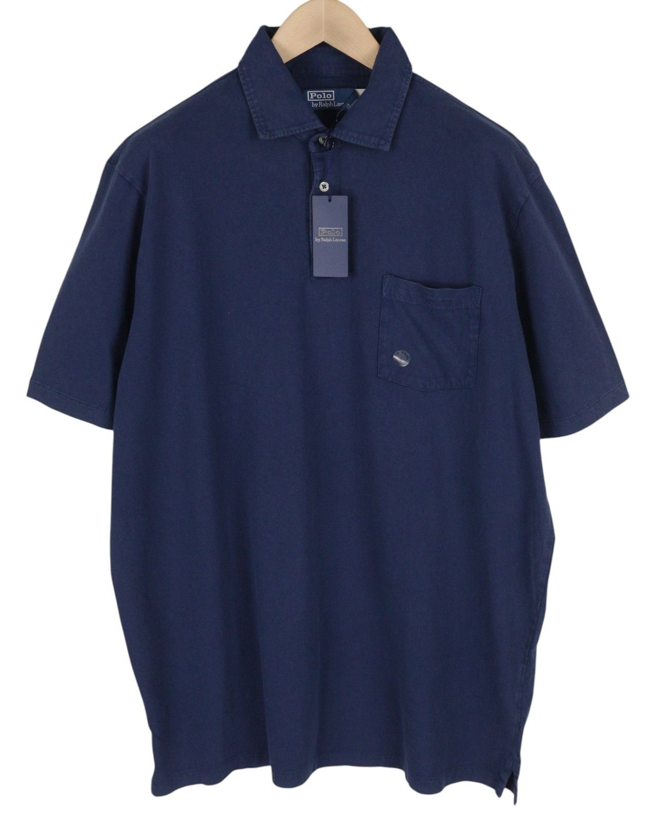 XL Blue Linen Blend Short Sleeve Pocket T-Shirt 84541