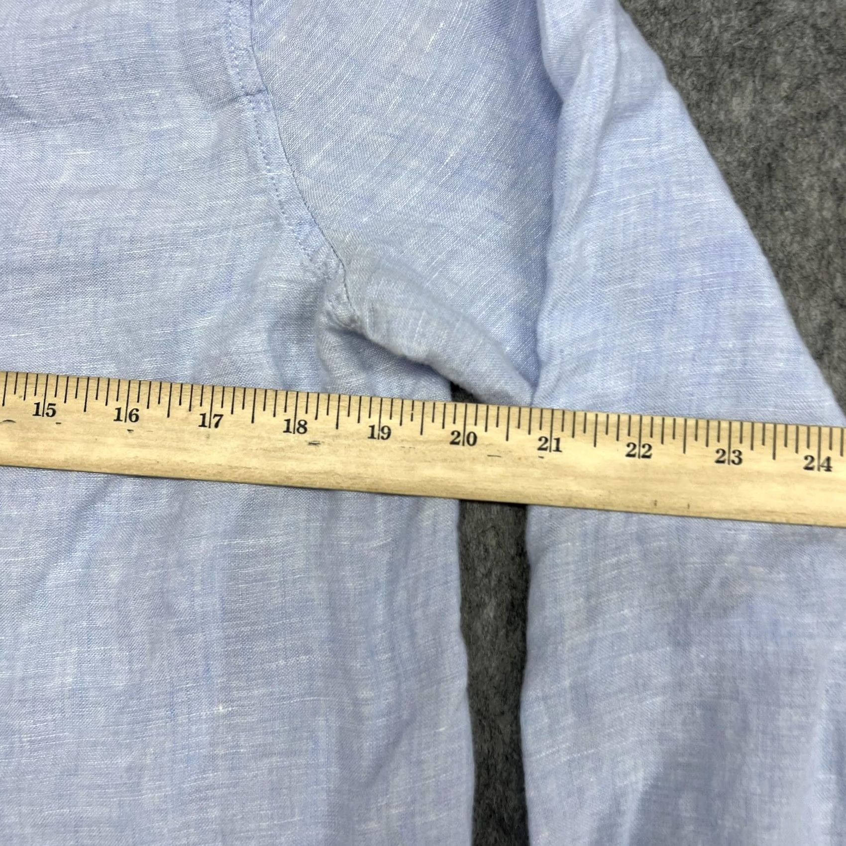 Vintage Tahari Womens L Blue Linen Button Front Tunic Shirt Roll Tab Sleeve Size L / US 10 / IT 46 - 5 Thumbnail