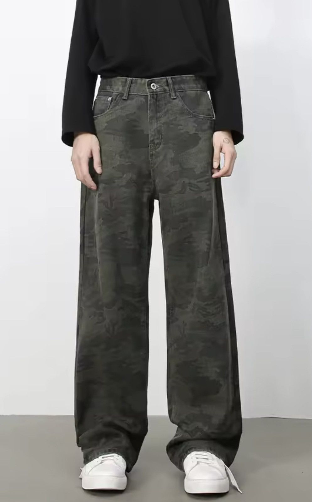 Japanese Brand Camo Denim Pants - Wide Leg Tactical Streetwear Trousers Size US 33 - 8 Thumbnail