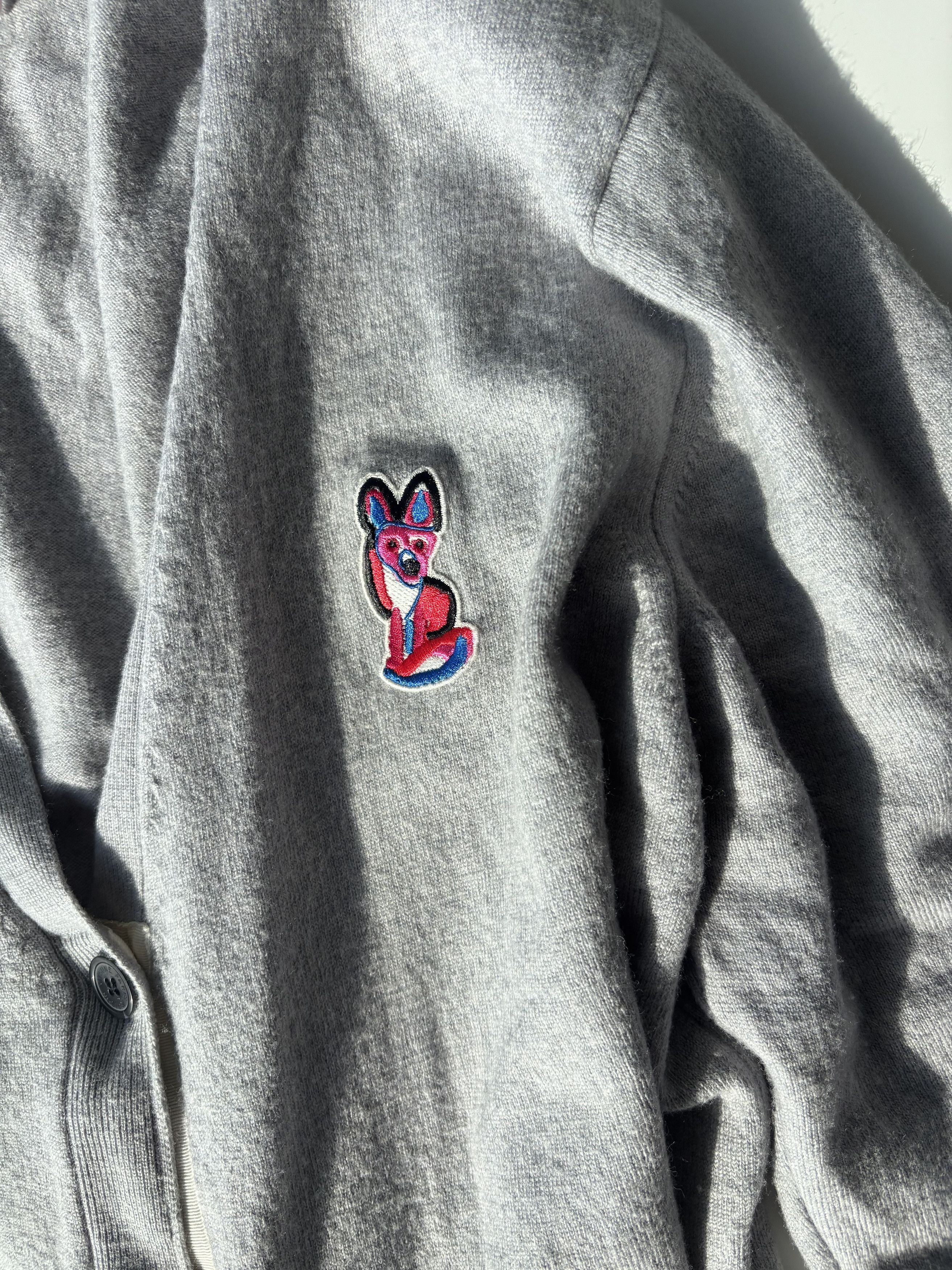 Ader Error × Maison Kitsune Maison Kitsuné Grey Cardigan with Fox Patch Size US L / EU 52-54 / 3 - 2 Thumbnail