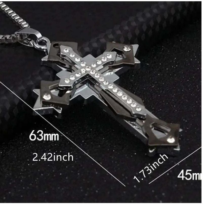 Other Titanium Punk Cross Necklace • CZ Pendant • GOLD Anodized Size ONE SIZE - 5 Thumbnail