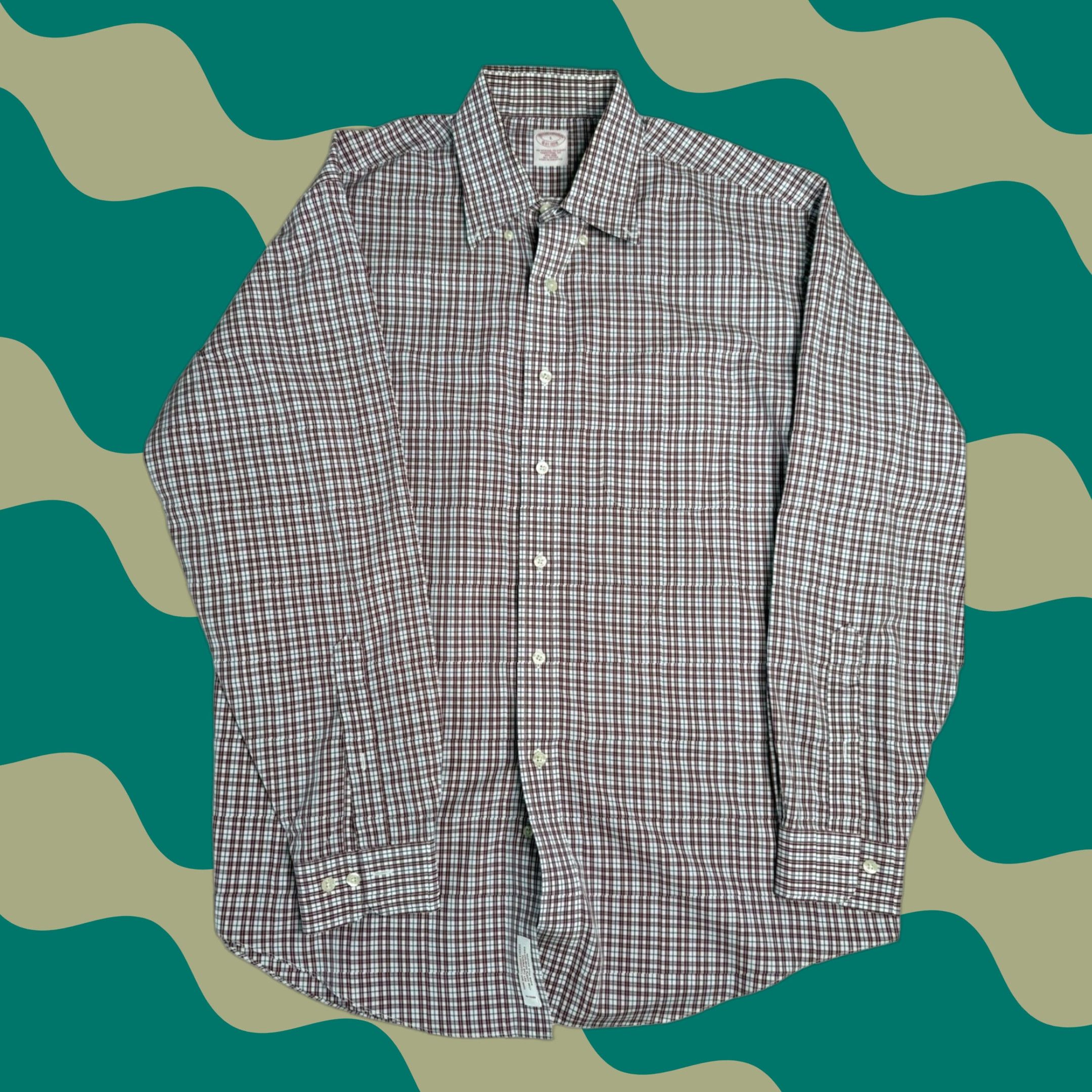 Brooks Brothers VINTAGE Brooks Brothers Mens Dress Shirt Long Sleeve Plaid Checkered Traditional Large Size 42R - 1 Thumbnail