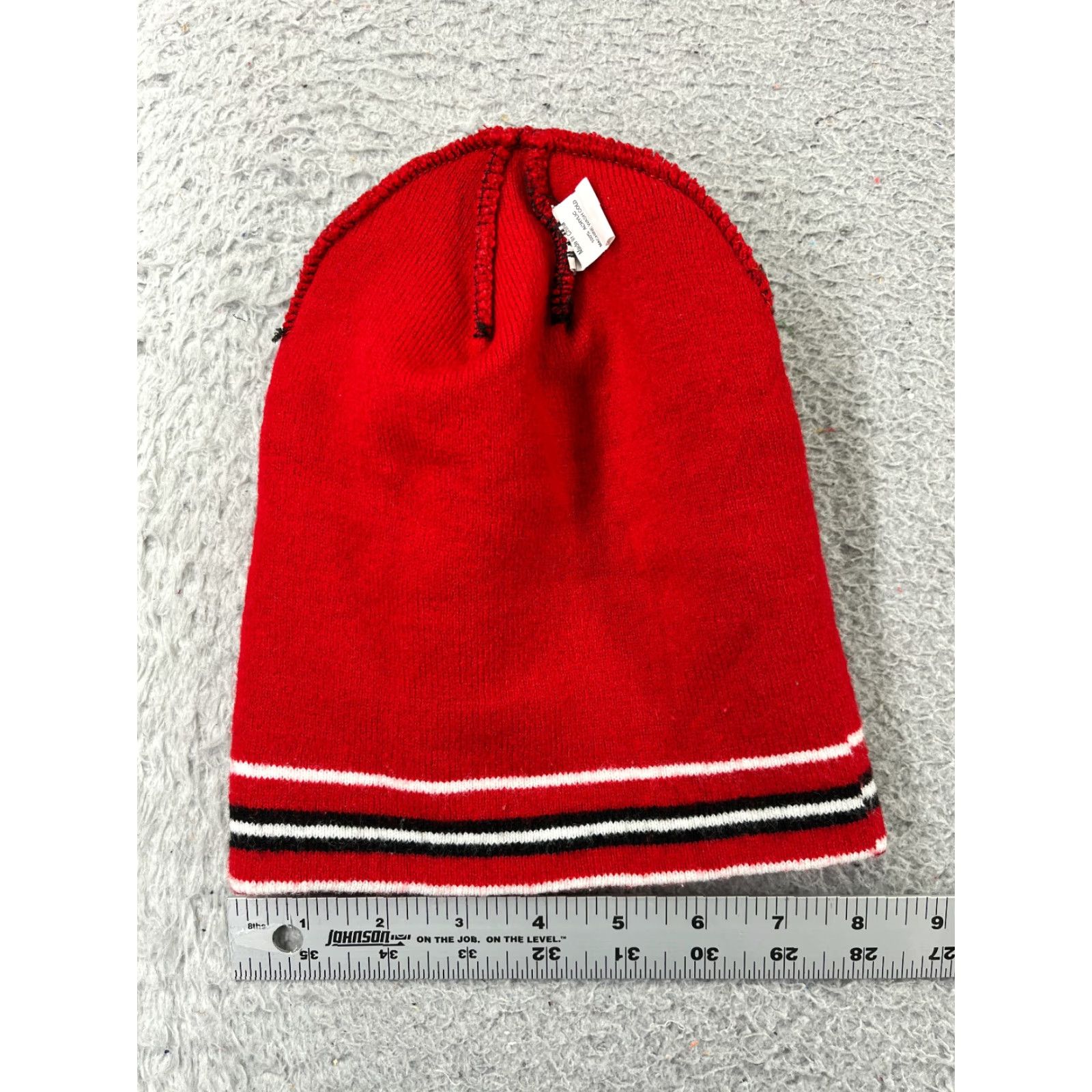 Vintage VINTAGE Los Angeles Beanie Toque Adult One Size Red Stripe Knit Embroidered 100% Acrylic Size ONE SIZE - 5 Thumbnail
