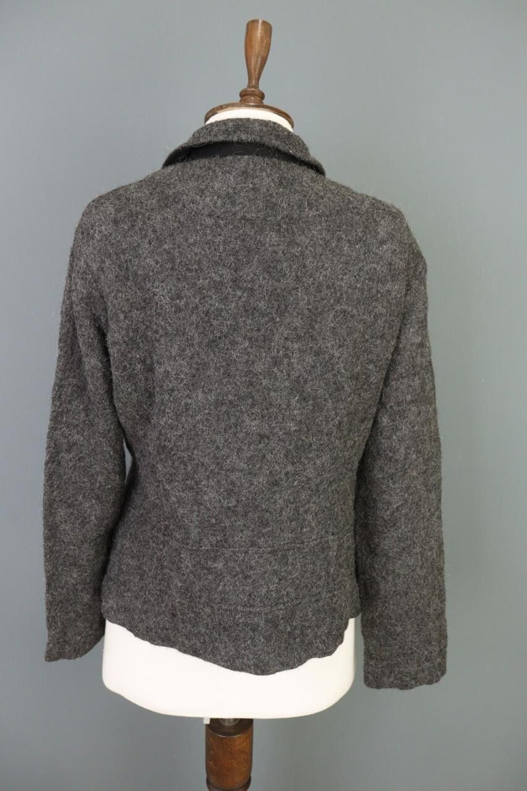 Designer Peruvian Connection Blazer Size 10 Gray Knit Alpaca Button Size L / US 10 / IT 46 - 7 Thumbnail